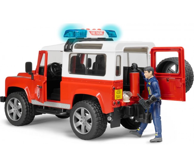 Внедорожник Bruder Land Rover Defender Station Wagon - Пожарная с фигуркой  